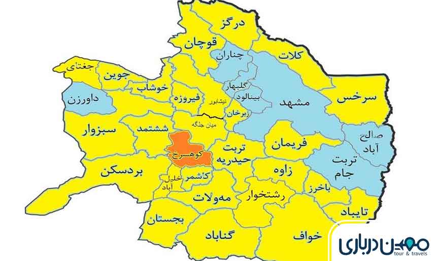 فاصله شهرهای مهم تا مشهد