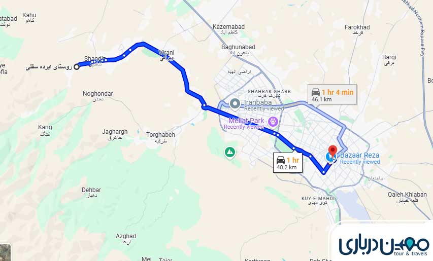 فاصله حرم تا روستای ابرده