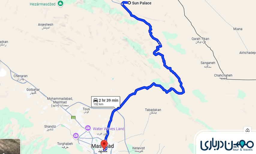 فاصلخ حرم تا کاخ خورشید مشهد